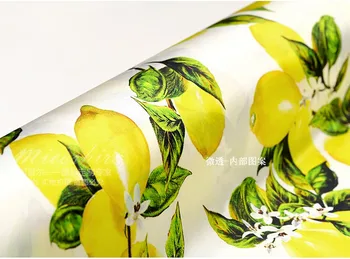 Nuevo de la moda de súper diseños de moda de seda de raso amarillo limón imprime la tela de la blusa vestidos de 19MM de tela de seda por el medidor de mayoreo