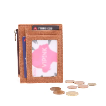 De Cuero genuino de RFID de la Tarjeta de Crédito Carteras Retro Multifuncional de los Hombres Mini Monederos Vintage Mujer Pequeña Bolsa de Monedas Tarjeta de IDENTIFICACIÓN de Caso