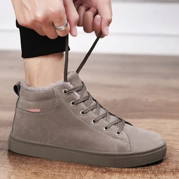 Zapatos de invierno para Hombre Botas de 2019 Plataforma Caliente Plus de Piel Botas de Nieve Zapatos de cordones de Nieve Botas de Tobillo de Más el Tamaño de 39-48
