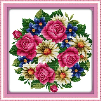 Todas las flores florecen juntos-rosa de punto de cruz kit de flor 14ct impreso en tela de lienzo de costura bordado DIY hechos a mano de costura