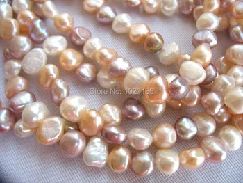 De agua dulce de la perla, rosa, púrpura, blanco barroco, 7-8mm 65inch collar largo mayoristas de bolas naturaleza de regalo descuento