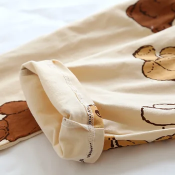 Japonés nuevo estilo de otoño y de invierno de punto de algodón de las señoras de pijamas traje de la primavera y el otoño de manga larga lindo oso de servicio a domicilio