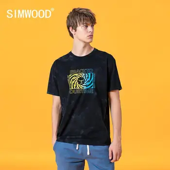 SIMWOOD 2020 verano nueva teñido de camiseta de los hombres de la moda hip hop de la calle impresión del patrón de tops más el tamaño de la alta calidad de la camiseta de la