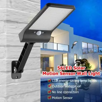 56LED Sensor de Movimiento de Pared Solar de la Luz de Calle al aire libre de la Lámpara con el Control Remoto Ajustable Impermeable Jardín de la Lámpara de Calle