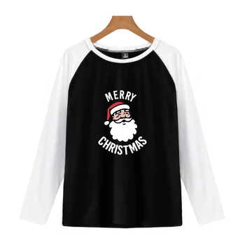 Navidad Santa Claus Fresco Raglan Mangas de la Camiseta de Manga Larga de Hip Hop Jersey T-shirt de las Mujeres/Hombres de la Moda de la Ropa