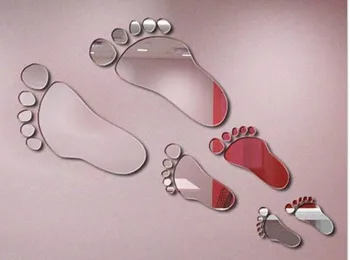Envío gratis los pies del bebé de la etiqueta engomada del espejo , 3D espejo de pared de la etiqueta engomada , BRICOLAJE decoración espejo , 6pcs por conjunto