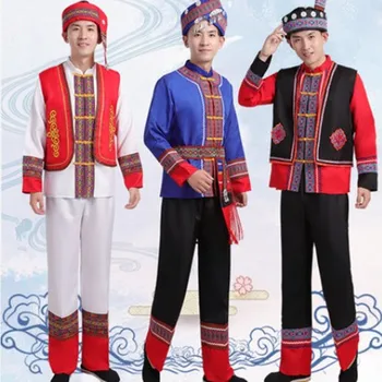 Miao traje de Guizhou traje chino Yunan nacional de prendas de vestir para hombres Festival de performance de Danza de trajes