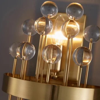 Nueva y moderna lámpara de iluminación para el dormitorio cepillado de oro de cristal de las lámparas de pared decoración del hogar coloridos cristales de la pared de los accesorios de iluminación