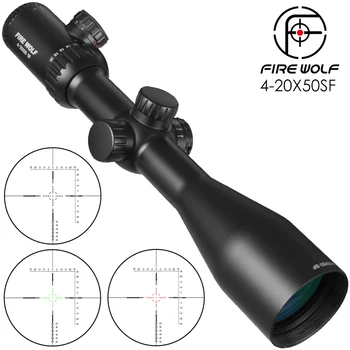 Fuego Lobo 4-20X50 SF Riflescope Caza Óptica Ámbitos Ajustable Rojo Green Dot Retículo Ámbito Iluminado punto de Mira de la Vista