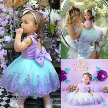 La Flor De Los Niños De Las Niñas De Bebé De Proa Concurso De Parte De La Princesa Vestido Formal Tutu Vestido De Traje