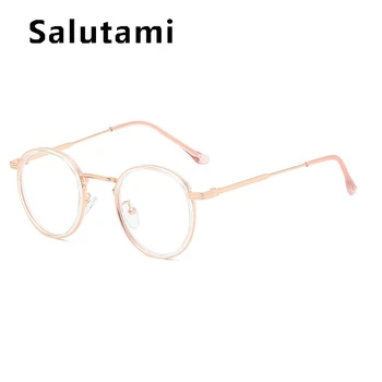 TR90 de aleación de ronda de impresión de las mujeres gafas de lente transparente Anti-luz azul de la Protección de los hombres gafas retro equipo de gafas, gafas de