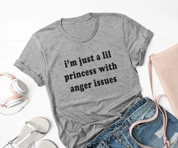 Yo sólo soy una princesa con problemas de ira t-shirt rosa feminina mujeres, las niñas de la moda casual street style camisetas camiseta de arte tops - K756