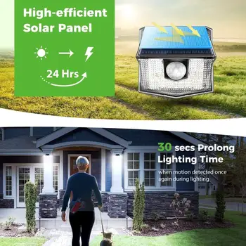 LITOM 6 Paquetes de energía Solar Luz LED al aire libre del Sensor de Movimiento de Pared de Seguridad de la Luz de la Lámpara de Calle Impermeable de 270° de Ángulo Ancho para Jardín Patio