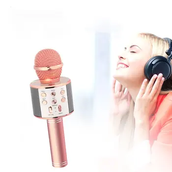 Profesional Inalámbrica Bluetooth, Micrófono y Altavoz Micrófono de Mano Micrófono del Karaoke Reproductor de Música el Canto de la Grabadora de KTV Micrófono