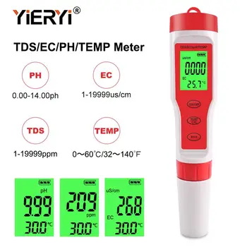 Yieryi Nuevo TDS de PH Medidor de PH/TDS/CE/Medidor de Temperatura de Agua Digital Monitor de la Calidad del Probador para Piscinas, Agua Potable, Acuarios
