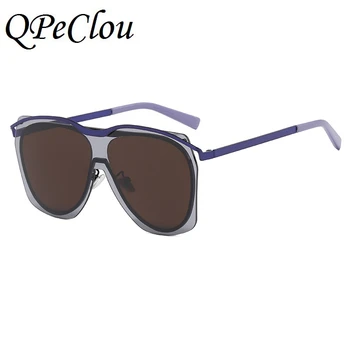 QPeClou 2020 Nueva Moda Multicolor De Gran Tamaño Gafas De Mujer De Una Sola Pieza De Gafas De Sol De Las Mujeres De La Marca Del Diseñador De Marco Grande Gafas De Sol