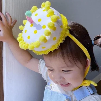 Nuevo coreano Lindo de los Niños Sombrero de Bebé Sombrero de Cumpleaños de dibujos animados de la Torta de la Forma de Rayas Custome Sombreros Bebé Niñas Niños Sombreros