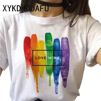 Lgtb arco iris Camiseta Divertida Mujeres Gay Harajuku Lesbianas Camiseta del Orgullo Gay Gráfico Mujer el Amor Es el Amor de la camiseta de Love Wins Superior Tees