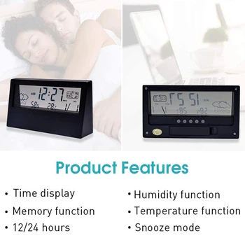 Alarma de Reloj con LCD Transparente, funciona con Pila de Clima Reloj despertador, Reloj Digital, la Fecha, el Clima, la Temperatura