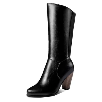 Lapolaka 2019 Venta Caliente De Gran Tamaño 52 De Gran Calidad Rusia Botas De Mujer Zapatos De Piel De Tacón Alto Negro Blanco Zapatos De Mujer Botas De Mujer