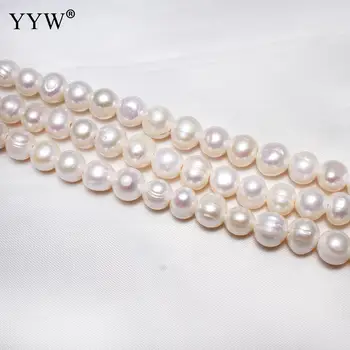 De 15 Pulgadas Troll Blancas Cultivadas de agua Dulce de Patata de la Perla Perlas de 10-12mm cuentas de Perlas De BRICOLAJE de la Mujer del Collar de la Pulsera de la Joyería