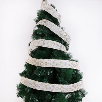 Árbol de navidad Decoración de Alta Qulity Blanco de la Bola de Oro DIY Adorno Chuchería Parte Colgante de la Bola de Polvo de Tul de Encaje de la Cinta