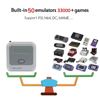 Super Consola de TV de X Consola de juegos Para PS1/N64/DC Integrado en el 50 Emuladores con 41000 los Juegos son compatibles Con Wireless Gamepad