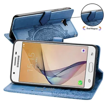 Flip Case para Samsung Galaxy J5 J 5 Primer J5Prime G570M/DS SM-G570F SM-G570F/DS SM G570F G570F/DS Datura Teléfono de la Cubierta de Cuero