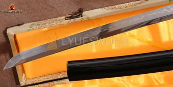 LYUESWORD Japonés Samurai Espada T10 de Acero de Carbono de la KATANA de Arcilla Templada de la Real Hamon Full Tang de Batalla de la Cuchilla del Dragón Tsuba