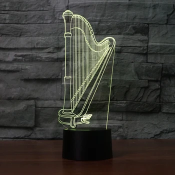 Led 3D de Arpa en la Modelización de la Noche de Toque de Luz Escritorio Lámpara de Mesa de Instrumentos Musicales Lámpara de la Habitación de los Niños de la Iluminación Para la Decoración del Hogar