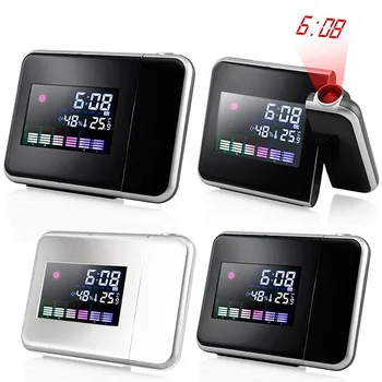 LCD Digital de la Proyección de la Pantalla LED de Alarma del Reloj de Tiempo Función de Repetición de alarma de Temperatura de Humedad Termómetro de Reloj de Mesa Decoración