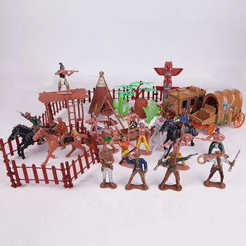 43pcs/set West Cowboys, Indios de la India Figura Soldados de Juguetes a los Niños los Juguetes de los Niños de Navidad Año Nuevo Regalos de Cumpleaños