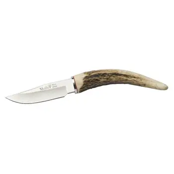 Diente cuchillo BW-6.C 6 cm MoVa de chapa de acero y empuñadura de asta de ciervo.