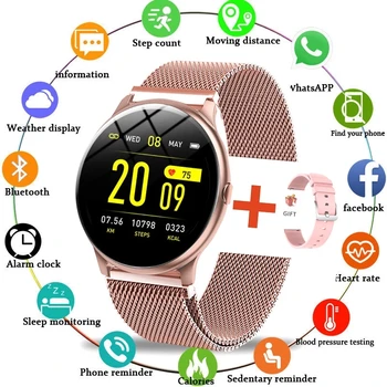 LIGE Nueva Moda Reloj Inteligente de las Mujeres de la Frecuencia Cardíaca Monitorización de la Presión Arterial Para Android IOS Deporte Multi-función de Fitness Smartwatch