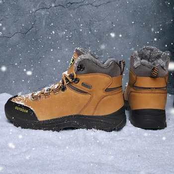 Marca Clásica de Invierno Botas de Hombres Calientes de Piel de Diseñador de los Hombres Botas de Nieve Impermeables antideslizantes Zapatos de Senderismo Masculina Otoño Básica de Zapatos