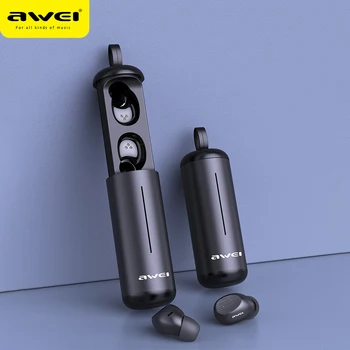 AWEI T55 TWS Bluetooth 5.0 Inalámbrico de Auriculares In-ear con Cancelación de Ruido de Juego Inalámbrico Deporte Auriculares Con Micrófono de envío de la Gota