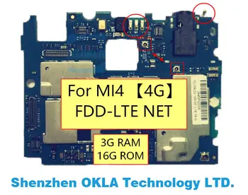 1pcs Para Xiaomi 4 M4 MI4 4G FDD LTE 3G de RAM 16GB de ROM de la Placa base tarjeta Madre la Placa Lógica de Sustitución de la original del teléfono
