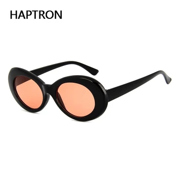 Haptron Kurt Cobai estilo Oval UV400 Gafas de sol de las Mujeres de la Vendimia retro ronda de Marco blanco para hombre gafas de Sol rojo de Hip Hop de los vasos