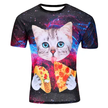 2017 Nuevos Hombres del O-Cuello Impreso en 3D Thunder cat T-Shirt intrépido gato jugando con la velocidad del rayo camisetas de harajuku tee shirt homme