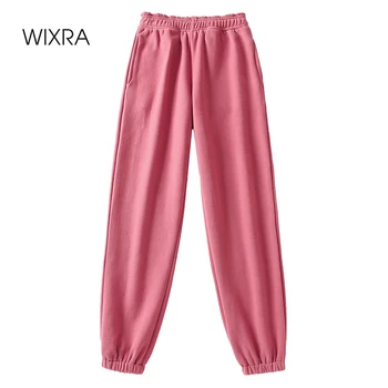 Wixra Los Pantalones De Algodón Para Mujer De La Nueva Moda Coreana Sólido Elástico Cintura Elástica Pantalones Casual Suelto Pantalones De Damas