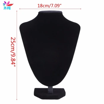 Terciopelo de la Joyería Colgante de Collar de Cuello de Modelo de Puntales de Soporte de Exhibición de Titular 25*18 cm Negro