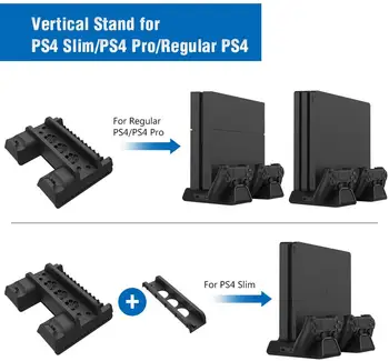 Doble Controlador de Muelle de Carga de la Estación de Multifuctional Stand con sistema de Refrigeración y un Sistema de Carga para Playstation 4/ PS4 Slim/ PS4 Pro