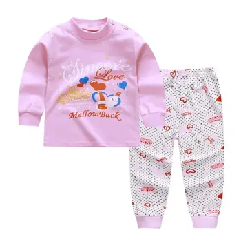 2020 Nuevo Bebé Niños Conjuntos de Pijamas de Algodón Largo de ropa de dormir Camiseta+pantalón de Ropa de Niña de Otoño 2pcs Traje ropa de dormir de los niños ropa de dormir de tela