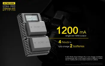 Nitecore USN4 PRO Digital de Doble Ranura de Viajes de la Cámara Cargador Para Sony NP-FZ100 Baterías, Compatible Con III a7, a7R III, a9