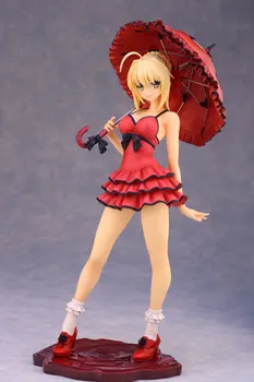 Vestido rojo Sable Nero Anime de Fate Stay Night Figuras Figura de Acción Modelo de la Colección de Juguetes Sexy Alphamax Destino de una Estatuilla de Muñecos de 24cm