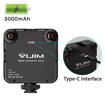 Ulanzi VIJIM VL81 3200k-5600K 850LM 6.5 W Dimmable Mini LED Luz de Vídeo Inteligente de la Cámara RÉFLEX Recargables Vlog Luz de Relleno