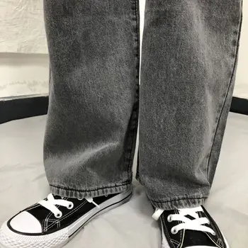 Cintura alta pantalones Vaqueros de las Mujeres Retro Japón Estilo Elegante y con estilo Sólido de las Señoras del Dril de algodón Pantalones de Todos-partido de Otoño Básica Unisex Oversize 4XL Adolescentes
