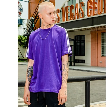 Harajuku Estilo Para Hombre Rayas Manga Corta Camisetas 2019 Verano Casual De Hip Hop Rayas Streetwear Camisetas Camisetas Masculinas Tops Camisetas