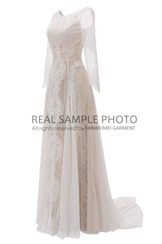 El Precio de fábrica 100 % real foto de Encaje bohemio bohemio vestido de novia vestido de novia