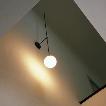 Nórdico moderno LED lámpara de Pared, Lámpara Minimalista Pequeña Bola de Cristal Cono de la Pared de Scone Espejo del Baño Mesilla de noche de Diseño de Iluminación conductor negro